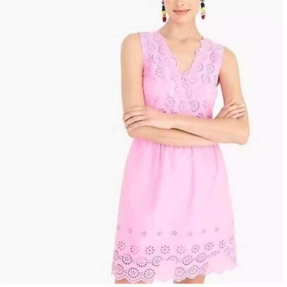 J. Crew Pink Eyelet Sleeveless Mini Dress
